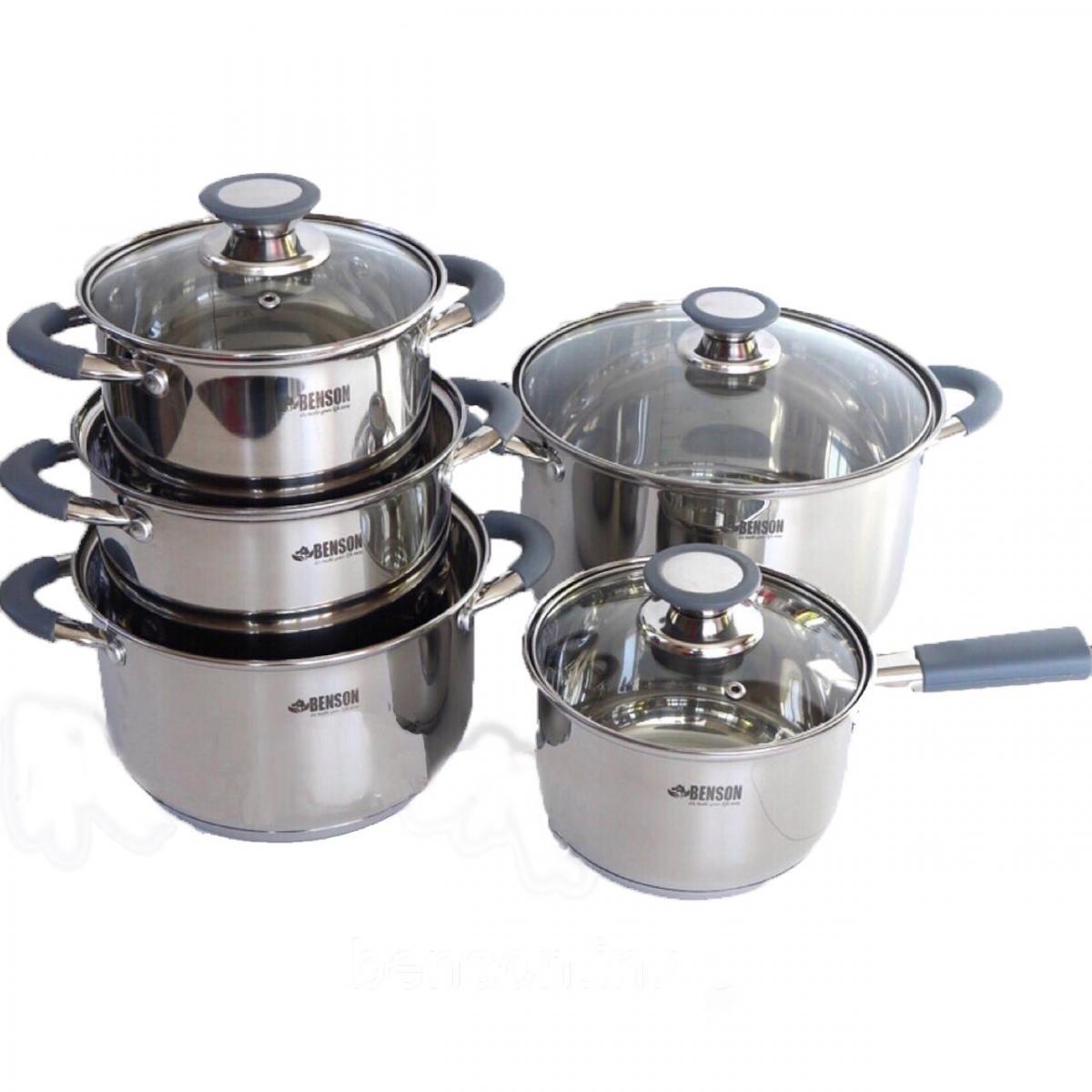 Набор кастрюль Benson из нержавеющей стали 10 пр. (BN-192)