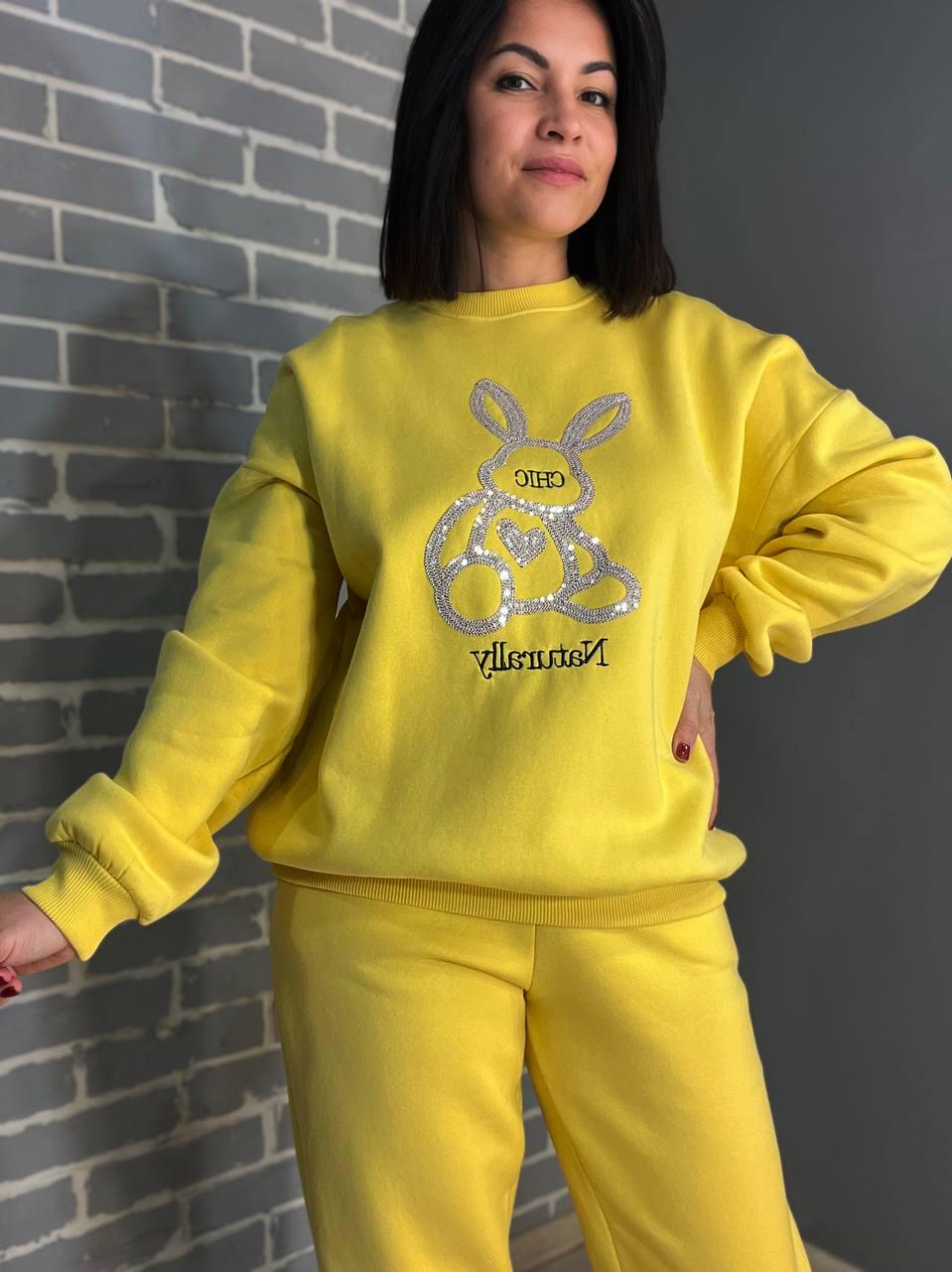 Світшот жіночий PEPPER MINT 24-05 подовжений вишивка заєць утепленний XL Жовтий (1144) - фото 3 Світшот жіночий PEPPER MINT 24-05 подовжений вишивка заєць утепленний XL Жовтий (1144) - фото 3