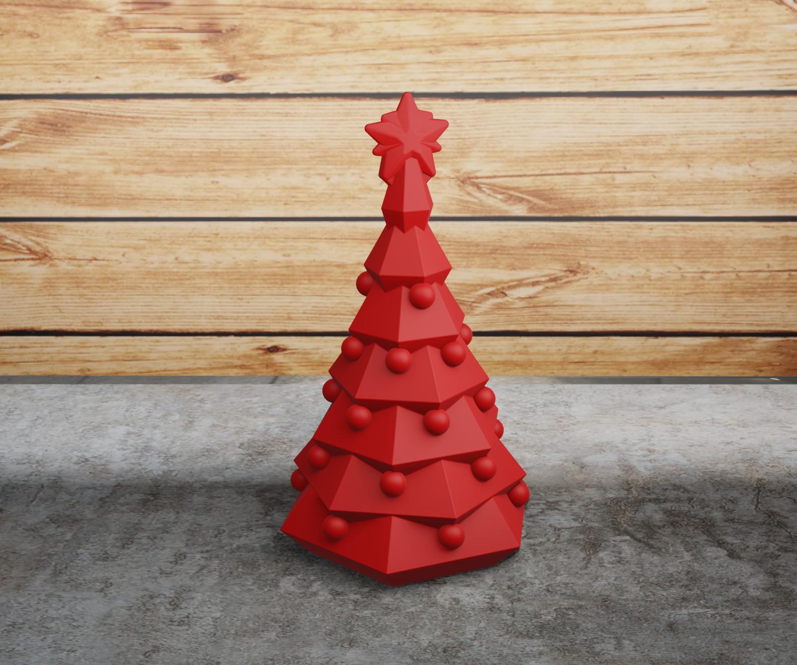 Фігурка ялинка з прикрасами Геометрична 10x5,5 см Червоний (12010260106)