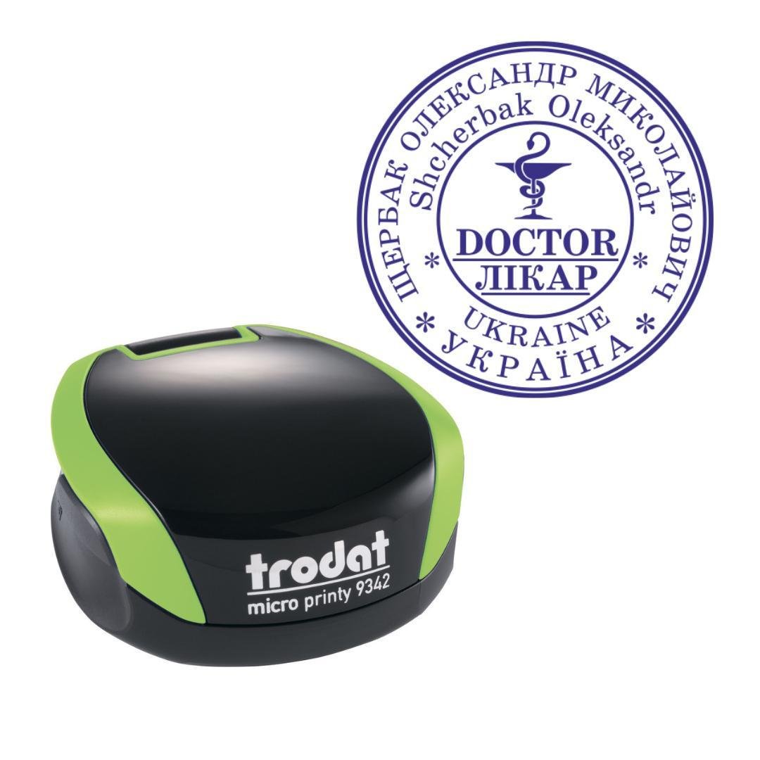 Печать Врач на карманном оснащении Trodat Micro Printy 9342 d 30 мм Зеленый (Л24/9342/G)
