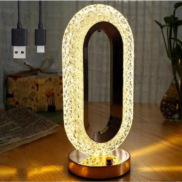 Лампа настольная хрустальная/аккумуляторная с USB 26 см Лампа настольная хрустальная/аккумуляторная с USB 26 см