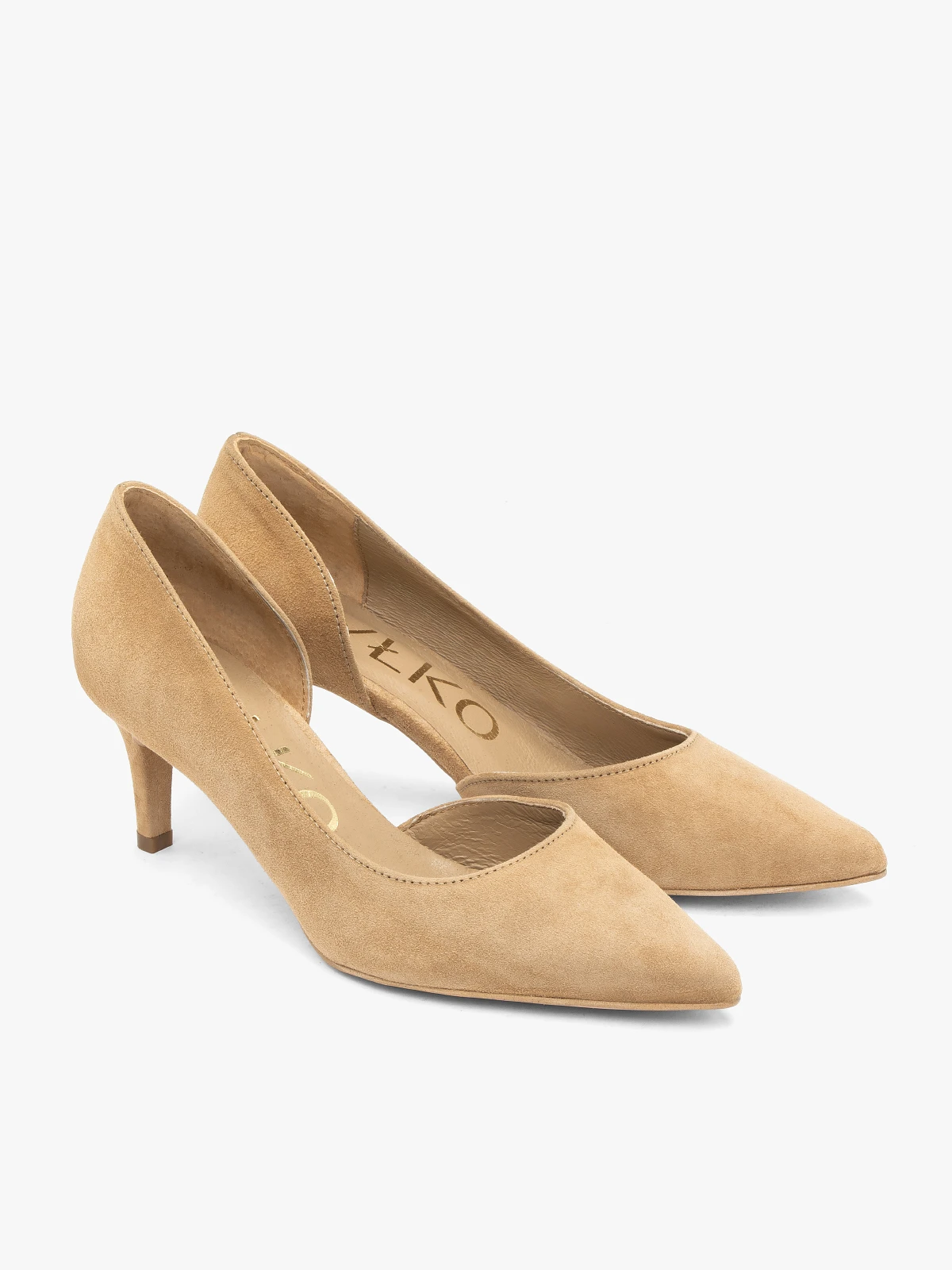 Туфли лодочки замшевые женские RYLKO на каблуке р. 42 Бежевый (A6NR0___ _6CV)