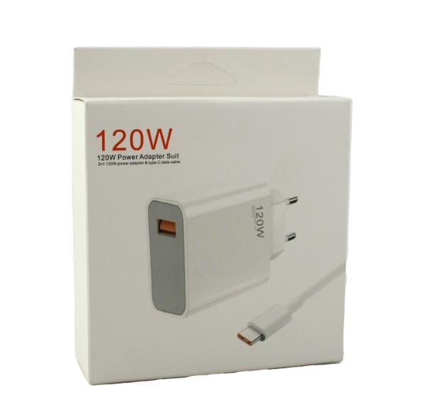 Зарядний пристрій для телефонів Adapter 9172 USB з кабелем Type-C 120W White (83179a06) - фото 1