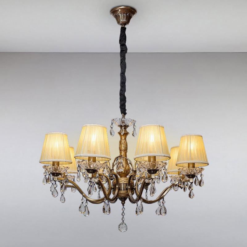 Люстра подвесная с абажуром Light House LS-15717-8 AB на восемь ламп Бронза / Бежевый