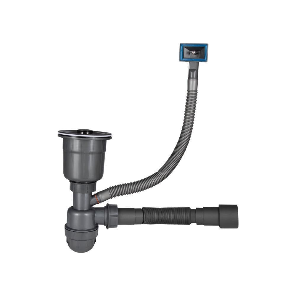 Сифон для кухонной мойки Lidz LK15 Bruch PVD выпуск 115 мм колбовый с квадратным переливом выход гофры 40/50 мм Black (SD00051309)