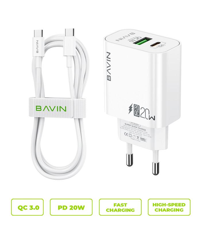 Зарядное устройство для BAVIN PC939Y-CC PD 20W USB-A QC3.0 с кабелем Type-C/Type-C White (C-PC939Y-CC-W) - фото 9