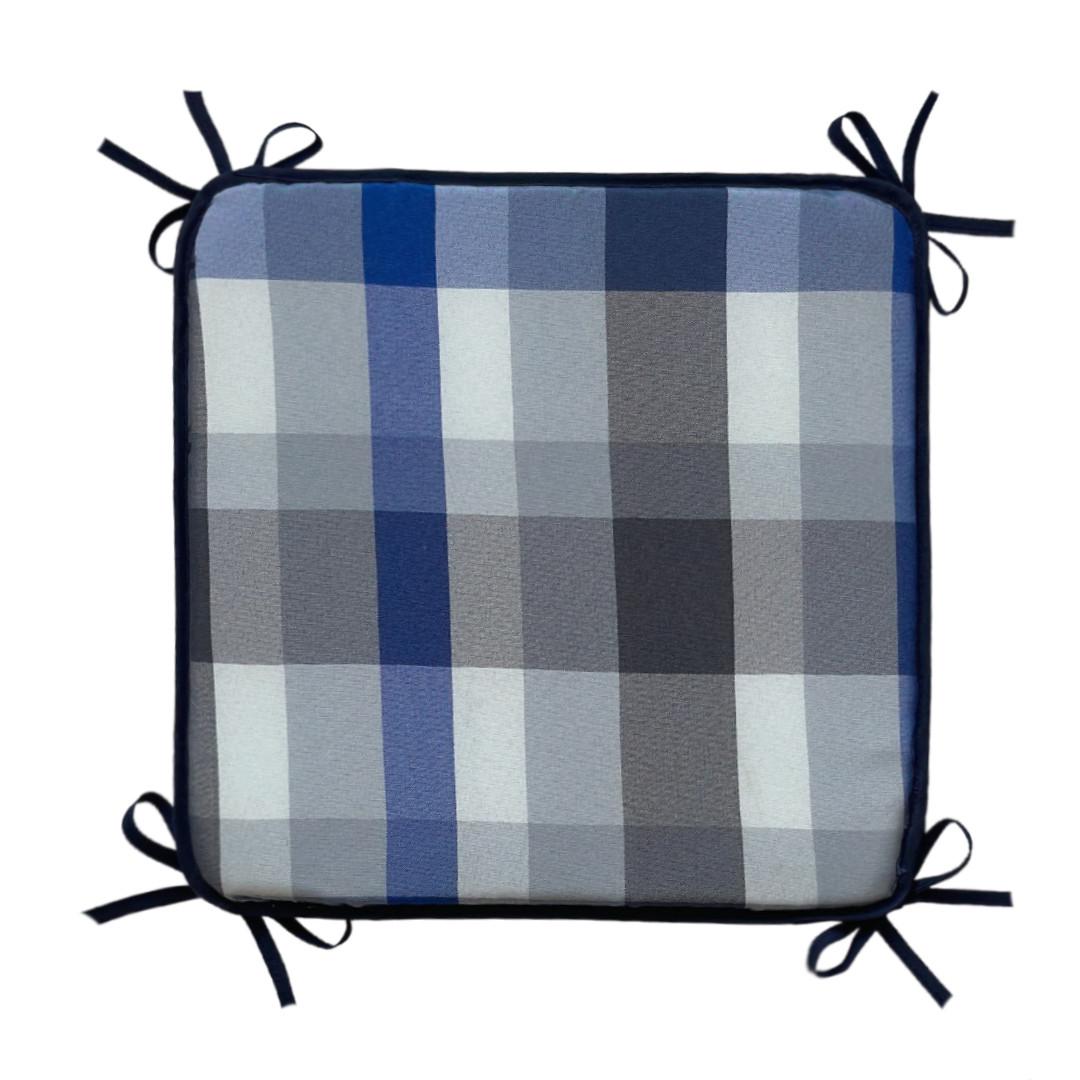 Подушка для стула 33х33х2 см Синьо-сіра клітинка (2134047834)