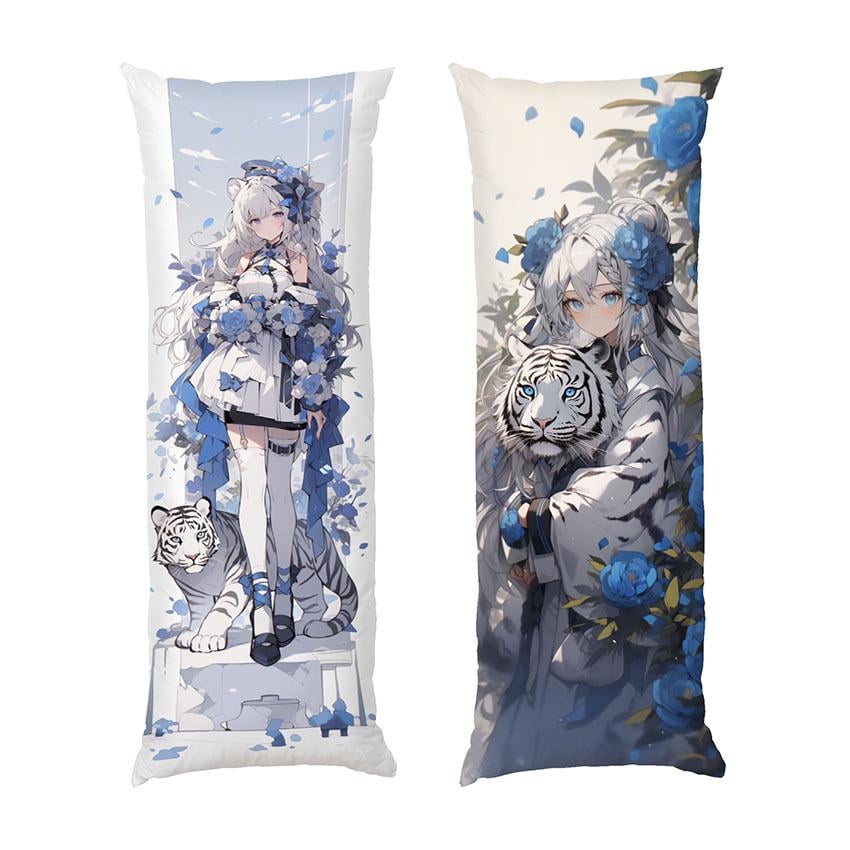 Подушка дакимакура Anime girl white tiger Аrt габардин 140х45 см (111844-2)
