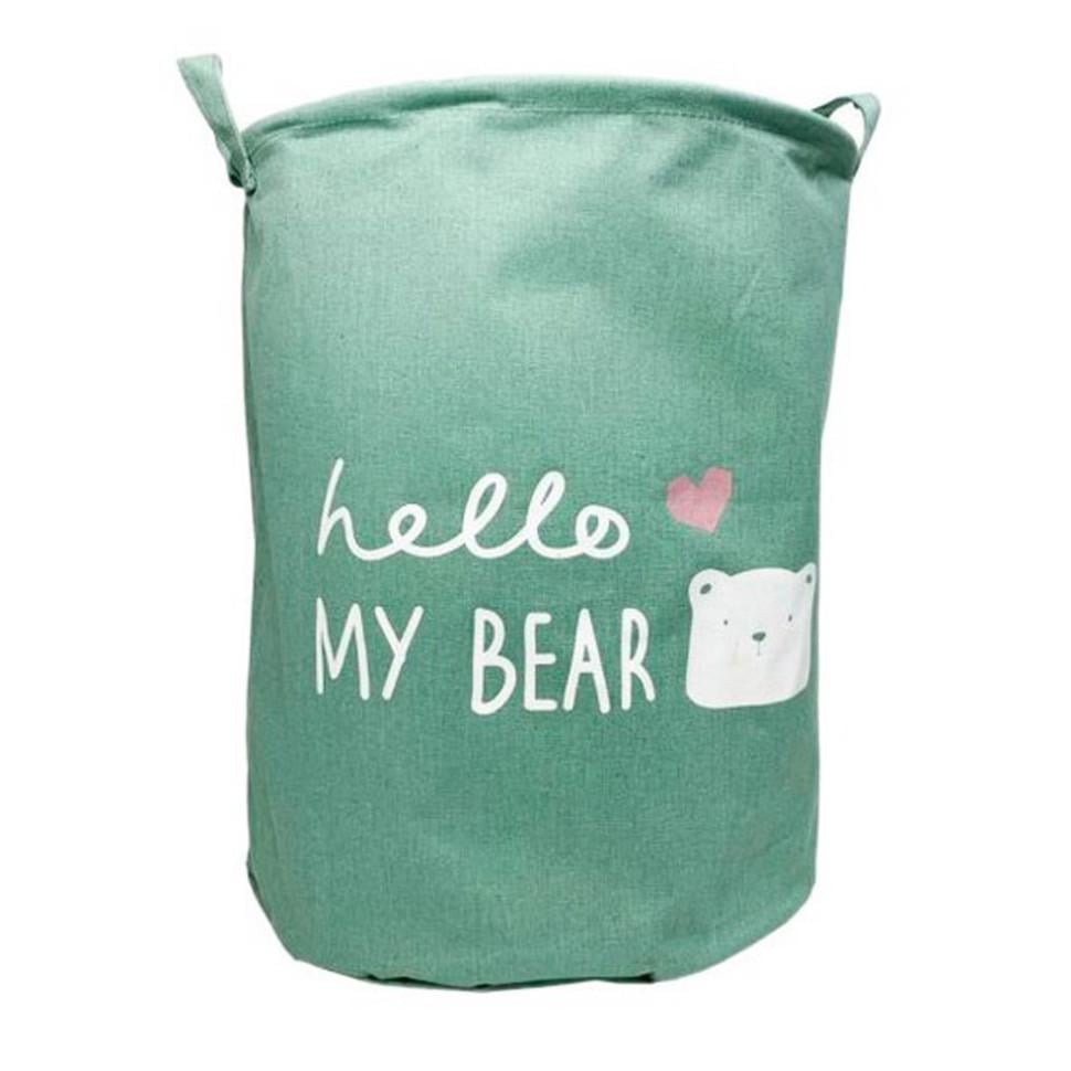 Корзина для игрушек Hello my bear 34х44 см Зеленый (KY-157-Y-48) Корзина для игрушек Hello my bear 34х44 см Зеленый (KY-157-Y-48)