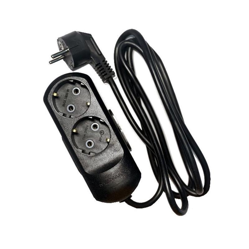 Подовжувач Neomax 3 м 2 гнізда з заземленням Чорний (NX511203) - фото 1