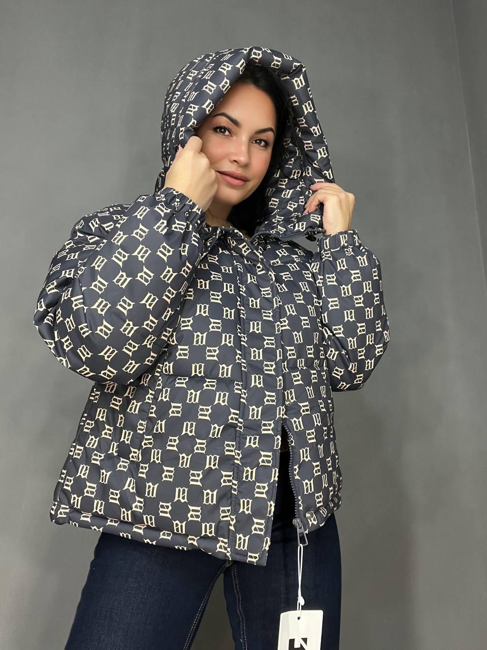 Куртка женская оверсайз демисезонная HAIZIYUAN 192 с капюшоном с узором L Графитовый (3267) - фото 6 Куртка женская оверсайз демисезонная HAIZIYUAN 192 с капюшоном с узором L Графитовый (3267) - фото 6