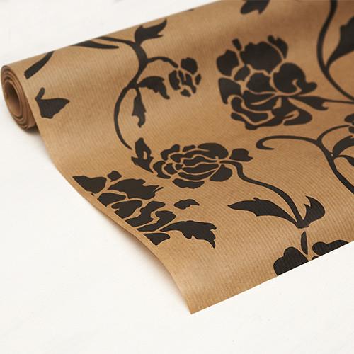 Бумага упаковочная Пионы 10 м Черный (3832-47)