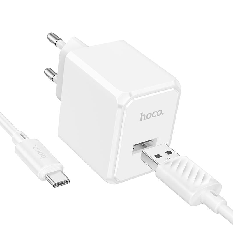 Зарядное устройство для телефонов с кабелем Hoco CS11A Ocean single port charger set Type-C White (24680)