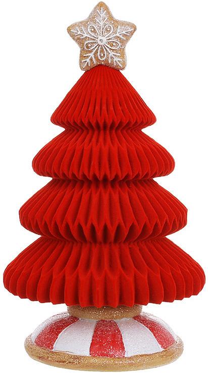 Фігура декоративна Зефірно-прянична ялинка з флоковим напиленням 31 см Червоний
