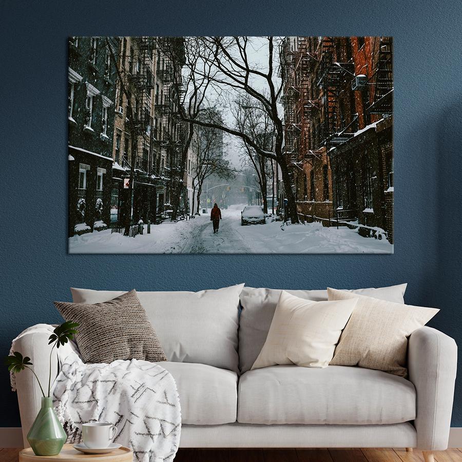 Картина город Зима в Нью-Йорке 51x34 см (A642-1)