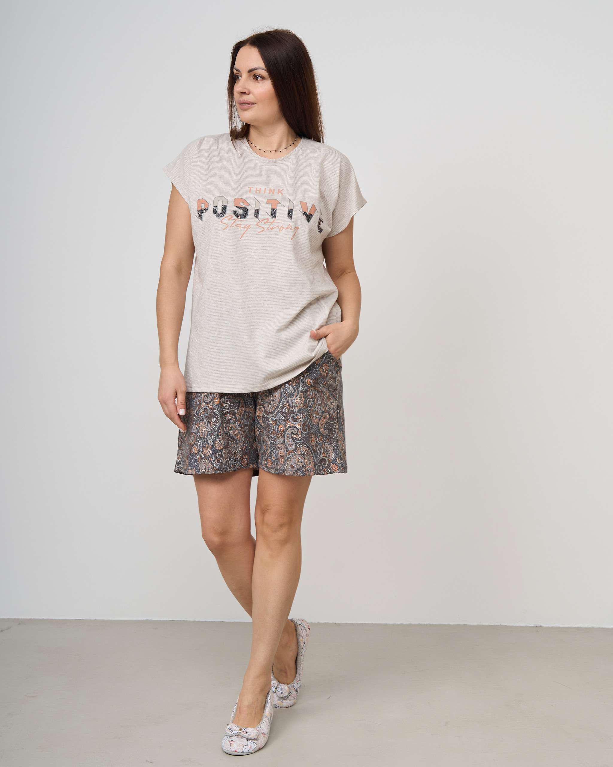 Пижама с шортами батал Positive 4XL Молочный (38029) Пижама с шортами батал Positive 4XL Молочный (38029)