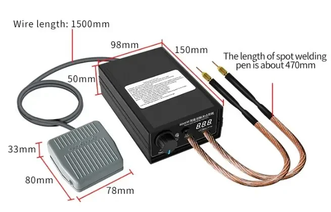 Апарат точкового зварювання портативний до 0,3 мм для акумуляторів 18650 з педаллю 8000 W - фото 3