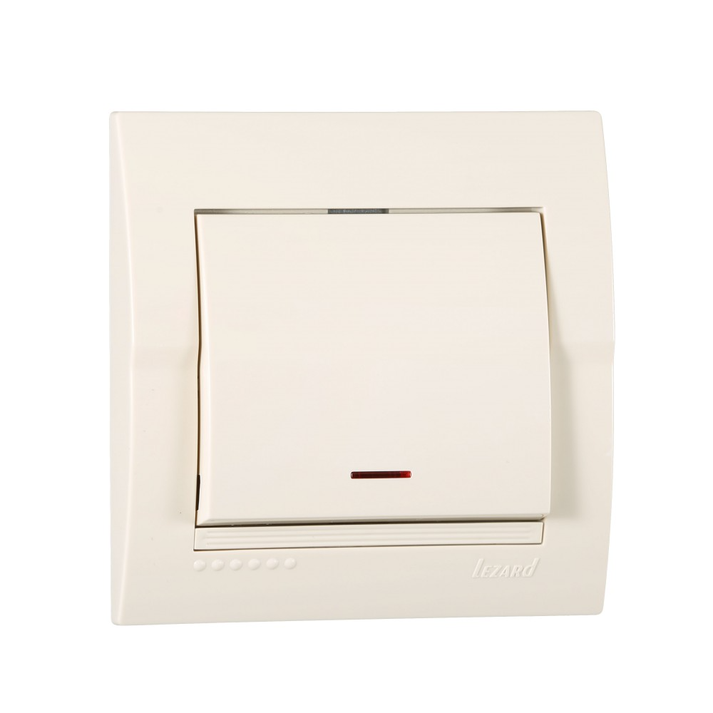 Выключатель Lezard Deriy 1-клавишный с подсветкой Кремовый