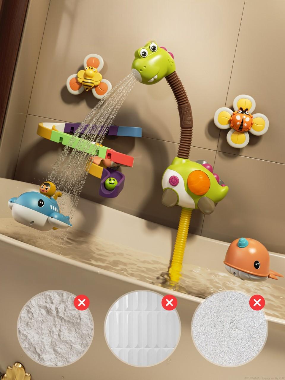 Набір ігровий для ванни Tumama веселий динозавр з водяним душем Різнокольоровий - фото 8