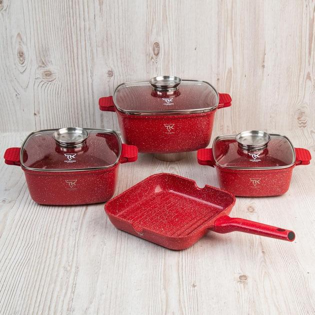Набір посуду для індукції Top Kitchen TK-000103 з гранітним покриттям 7 предметів Червоний - фото 3 Набір посуду для індукції Top Kitchen TK-000103 з гранітним покриттям 7 предметів Червоний - фото 3