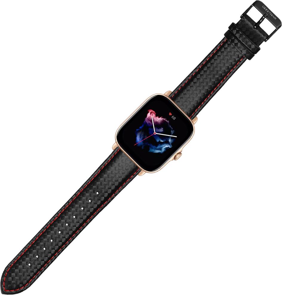 Ремешок кожаный Carbon для Amazfit GTS 3 Black/Red (23738-44)