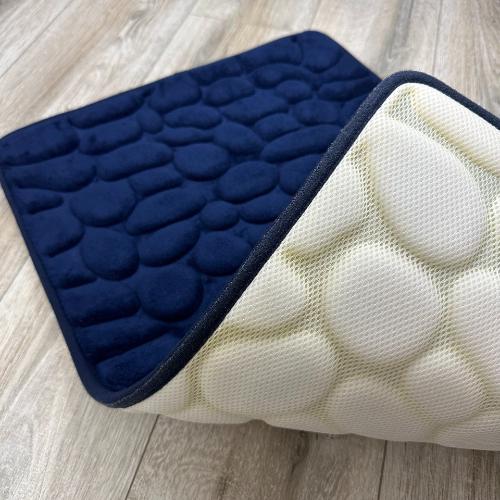 Набор ковриков в ванную и туалет Stone Premium Memory Foam 2в1 80х50/60х40 см Синий (NKPS0006) - фото 3 Набор ковриков в ванную и туалет Stone Premium Memory Foam 2в1 80х50/60х40 см Синий (NKPS0006) - фото 3