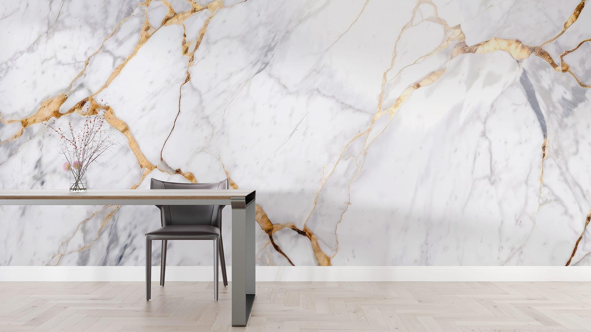 Фотообои флизелиновые Styleo Print-walls Золотой мрамор 0365 350х270 см (Pw-0365/3)