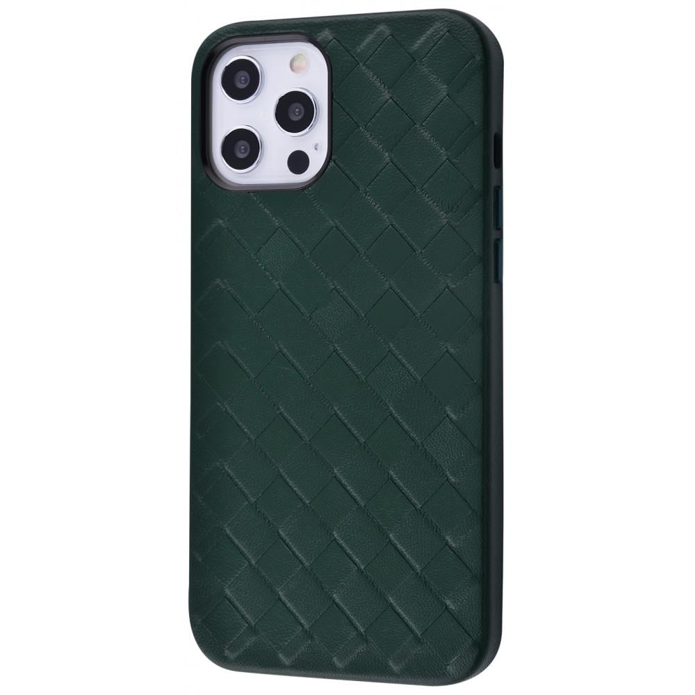 Чехол PRC Genuine Leather case Weaving Series для iPhone 12 Pro Max Forest Green