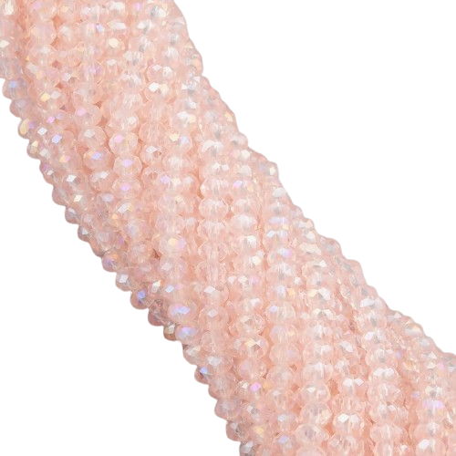 Бусины Swarovski АВ огранки рондель 3х2,5 мм 38 см 160 шт. Пудровый/Прозрачный (БС2050а53)