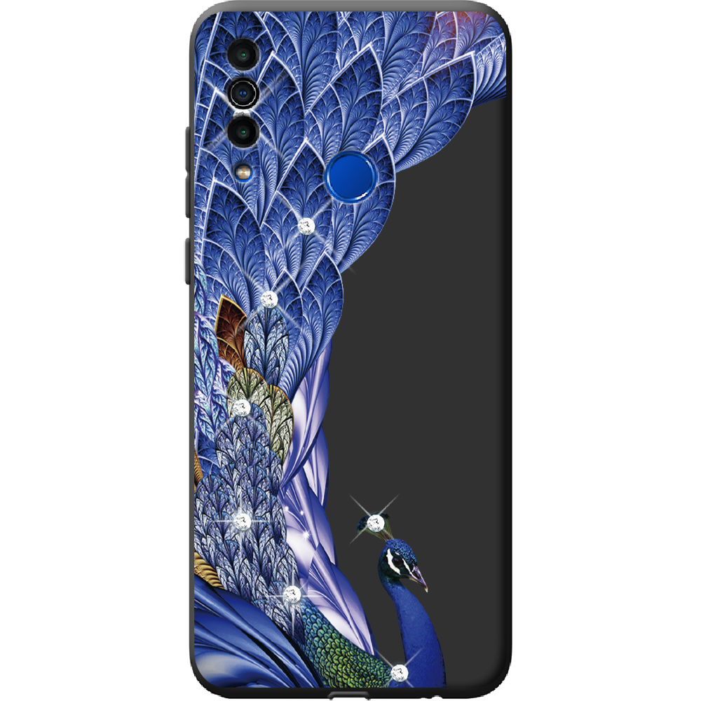 Чехол BoxFace Meizu M10 Павлин со стразами Черный силикон (40851-rs7-40801)