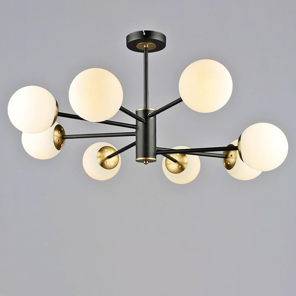 Люстра молекула потолочная Light House SRS-20489/8 плафоны белые Черный/Медь
