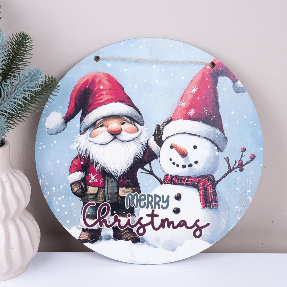 Подвеска круглая Санта и Снеговик 33 см (7405-12)