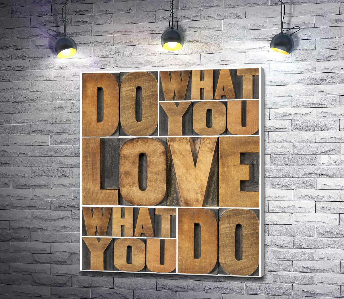 Картина ArtPoster Мотивационная фраза "do what you love, love what you do" из деревянных букв 110x130 см Модуль №1 (003295)