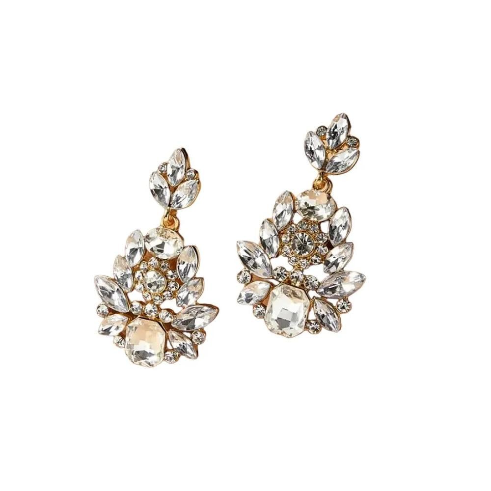 Серьги-подвески с кристаллами 2 шт. Золотистый/Прозрачный (3000004049)