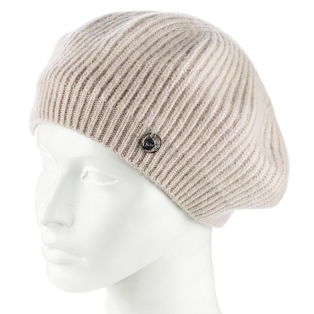 Берет женский ангоровый Atrics WH911 с узором двойной Бежевый