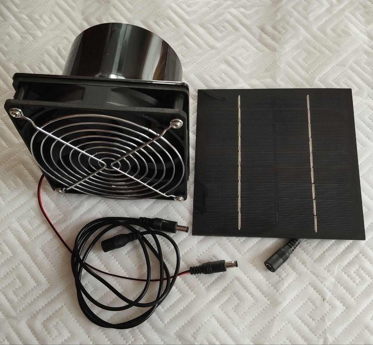 Вентилятор d 100 мм с питанием от солнечной панели 5W