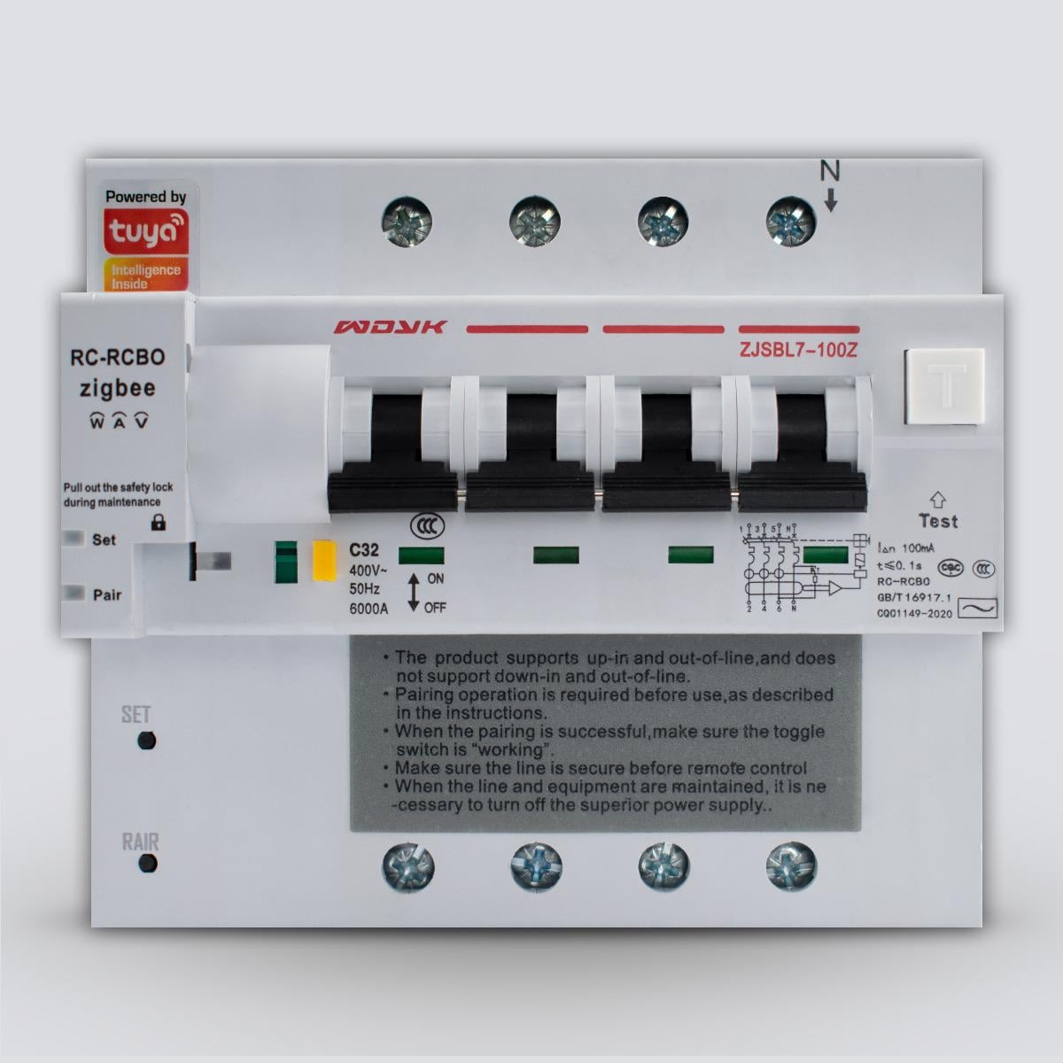 Дифавтомат ZigBee с энергомониторингом WDYK трехфазный 16А (WH00310)