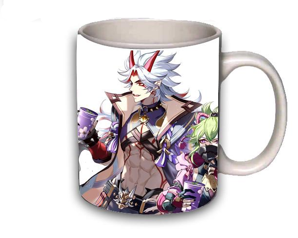 Чашка Итто и Куки Геншин импакт Белый (z1515)