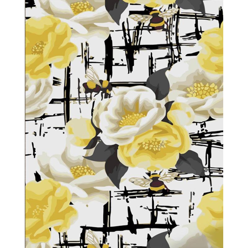 Картина по номерам Strateg Премиум Полет шмеля с лаком и уровнем 40x50 см (DY415)