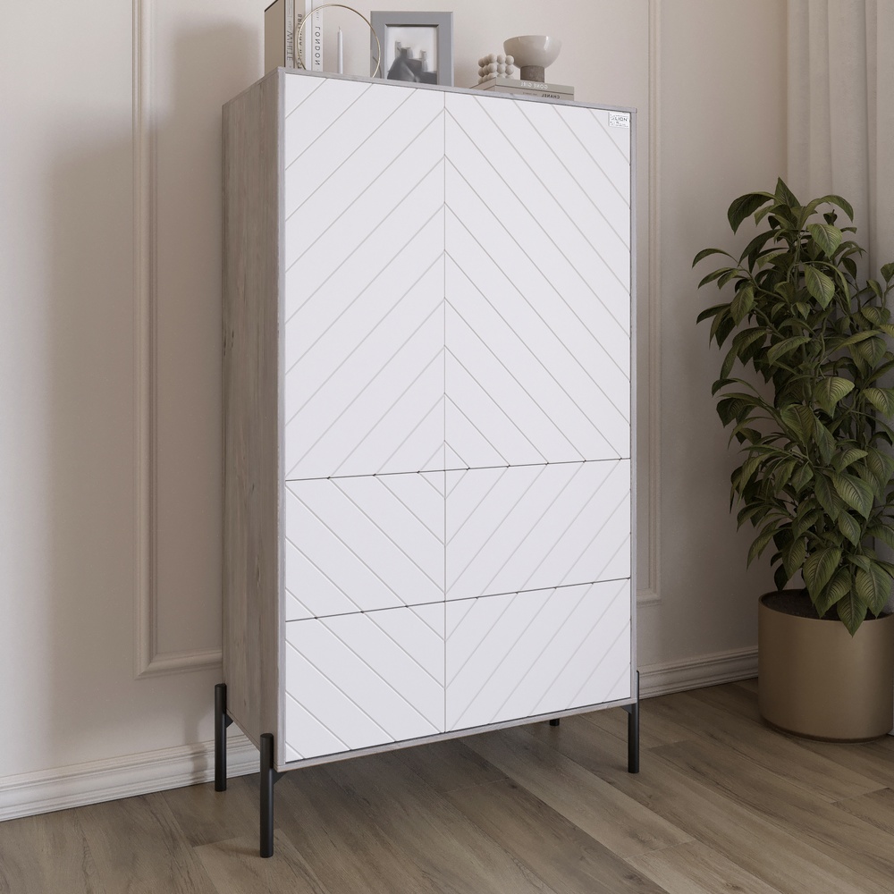 Комод-пенал Lion Амарант 84x40x150 см Шварцвальд/Белый (LION-042149)