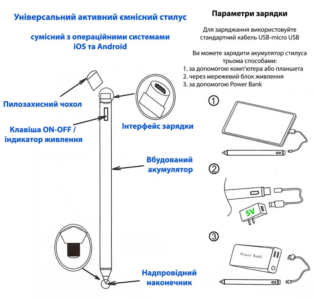 Стилус активен для iOS/Android/Windows White (137127) - фото 2