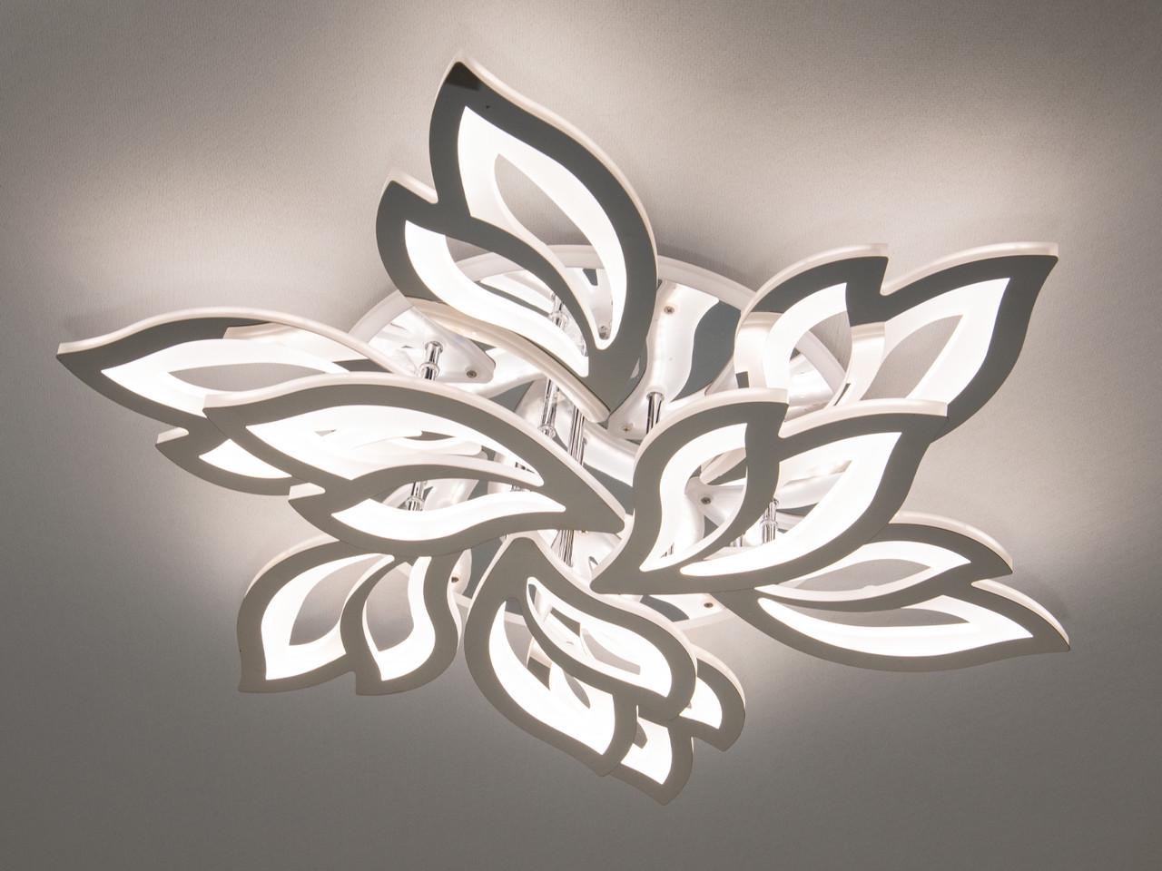 Люстра LED для залу з підсвічуванням 8165-6+3HR-LS 140W на 20 м2 Хром (2580315118)