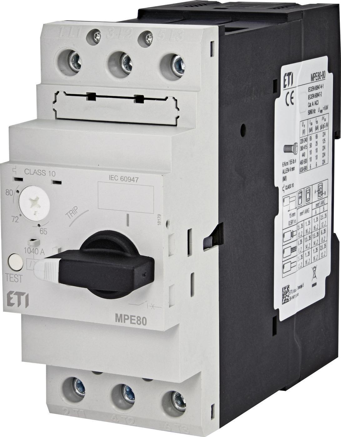 Автоматический выключатель защиты двигателя ETI MPE80-80 (4648018)