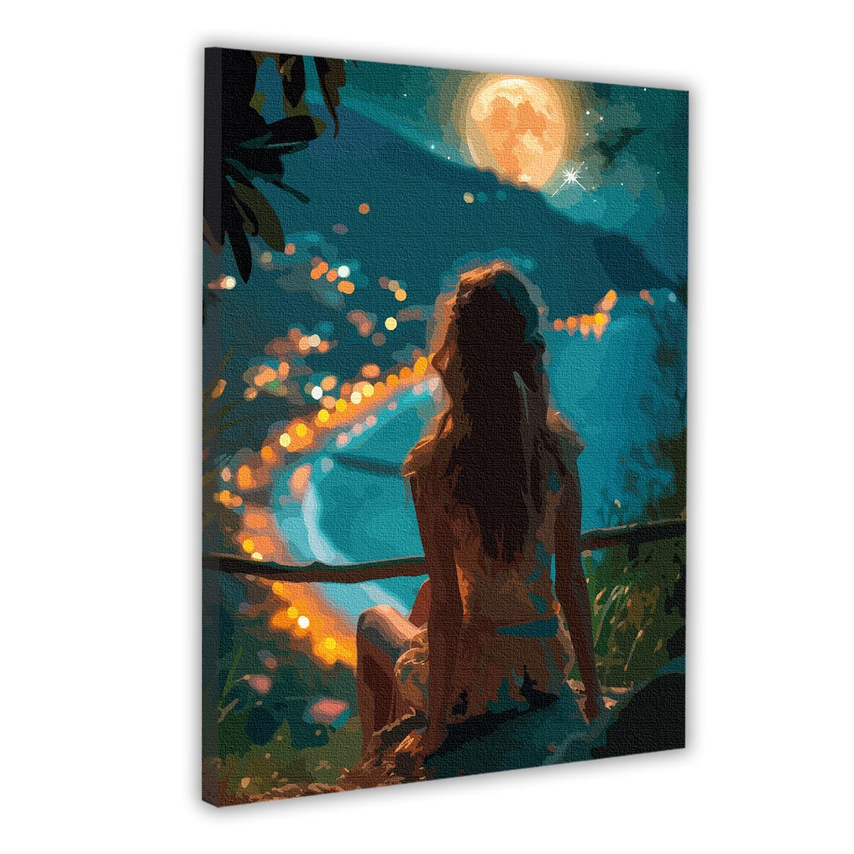 Картина по номерам Santi Девушка и ночной город 40x50 см с LED подсветкой (Top-955088)