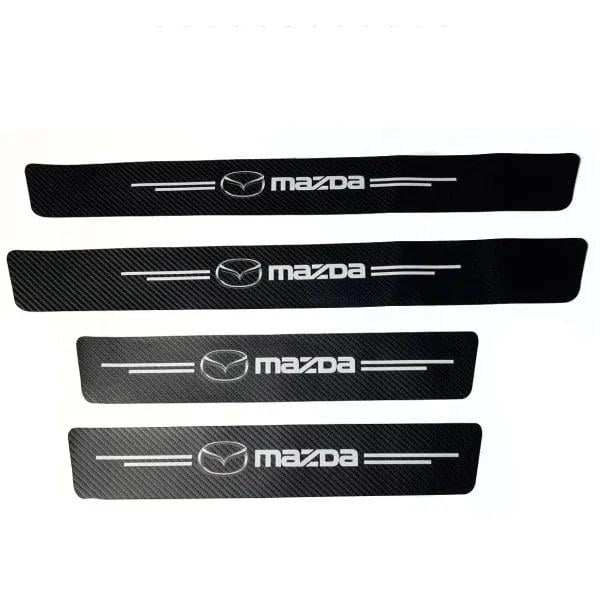 Защитная пленка накладка на пороги для Mazda 4 шт. Черный карбон (4250)