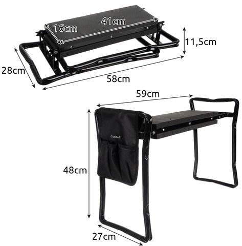 Подставка-стул для колен складная садовая 4в1/органайзер для инструментов Черный - фото 2