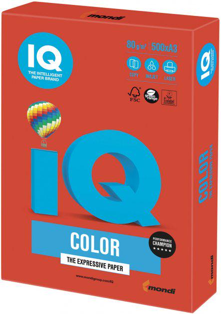Папір офісний IQ Color СО44 A3 80 г/м² 500 аркушів Коралово-червоний