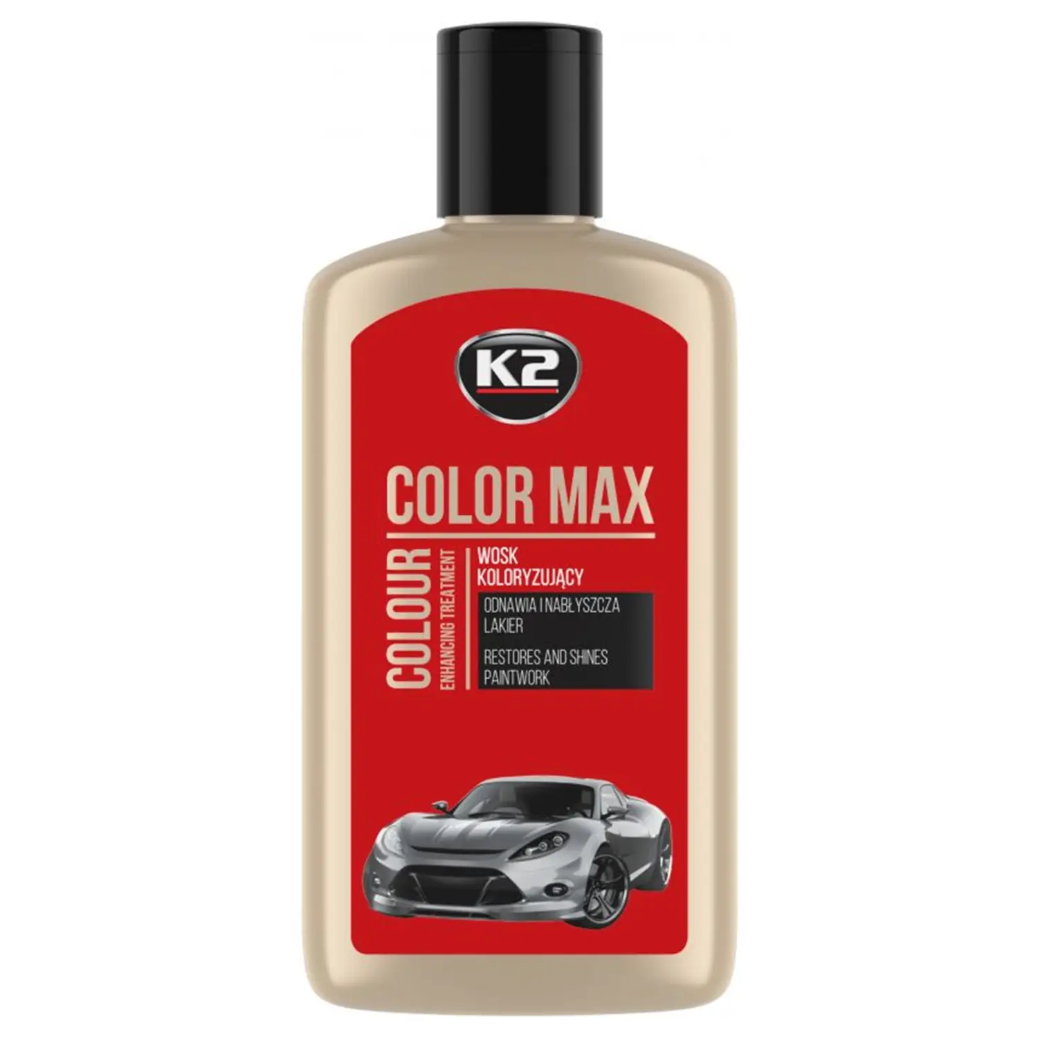 Поліроль восковий для кузова K2 Max Color пляшка 250 мл Червоний (K020RED) Поліроль восковий для кузова K2 Max Color пляшка 250 мл Червоний (K020RED)