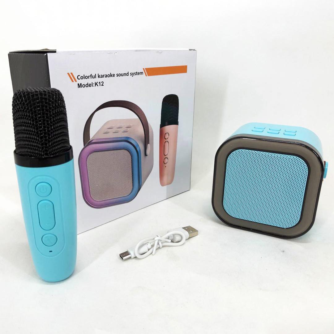 Портативна колонка з караоке мікрофоном та RGB підсвічуванням K12 10W Bluetooth Блакитний - фото 10 Портативна колонка з караоке мікрофоном та RGB підсвічуванням K12 10W Bluetooth Блакитний - фото 10