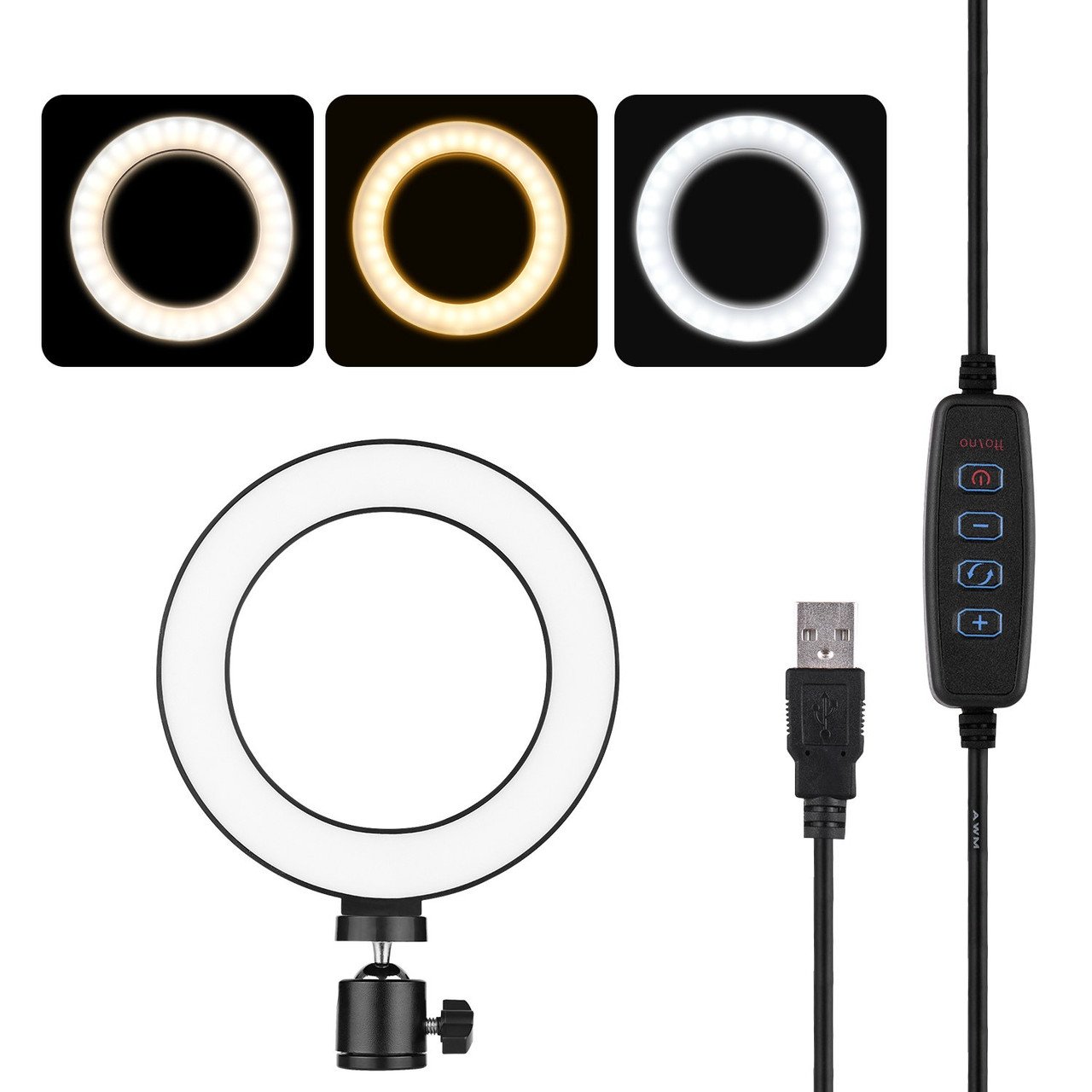 Светодиодное LED кольцо для селфи Ring Fill Light 7326 20 см (1008046-Black-1) - фото 2